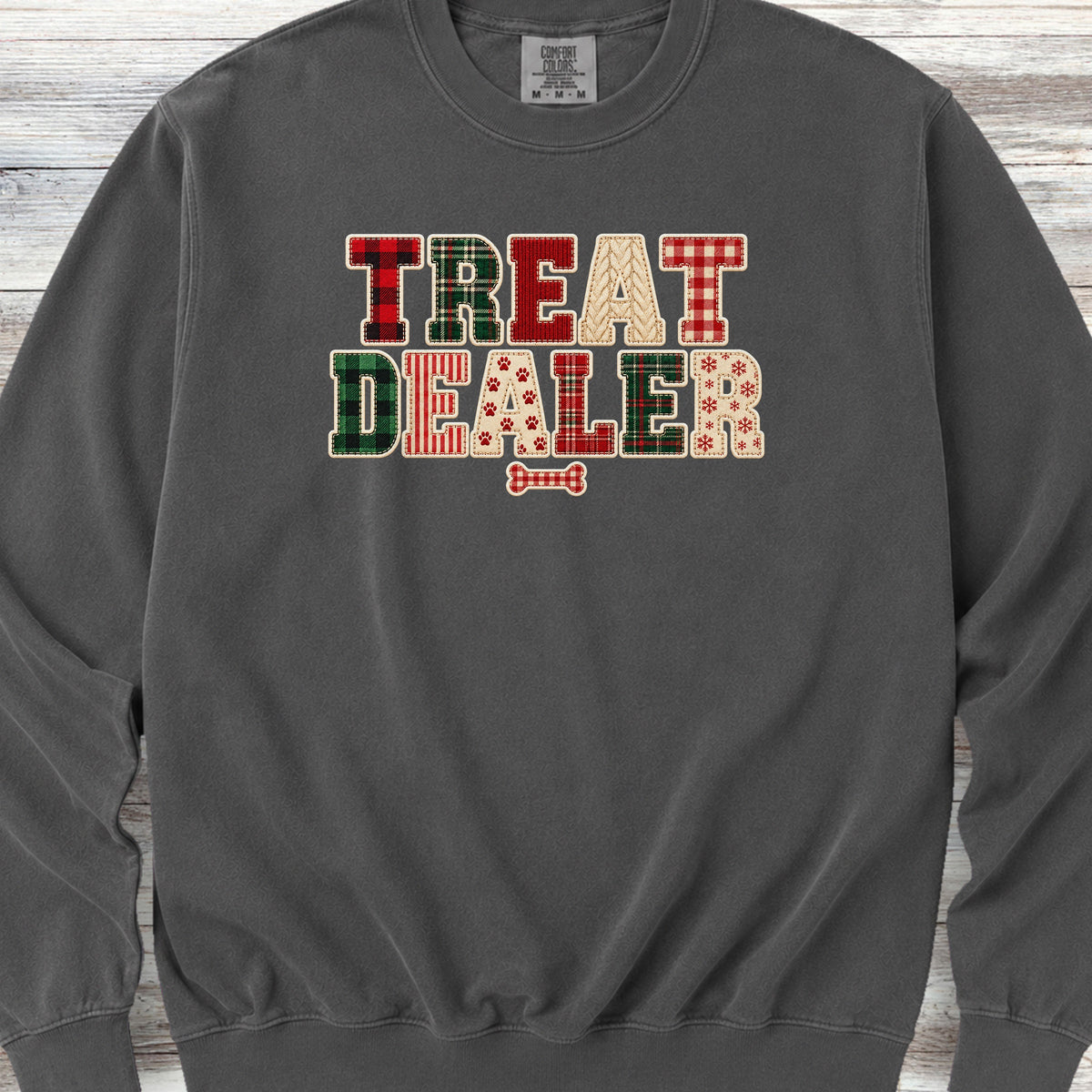 Treat Dealer Holiday Faux Patchwork Sweatshirt - Pepper
