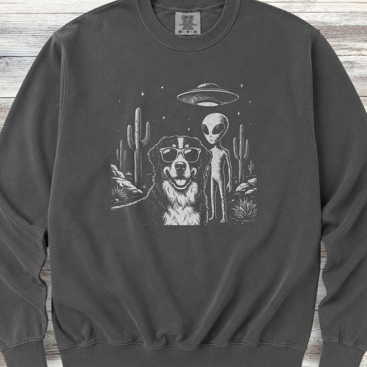 Bernese Mountain Dog Alien Selfie Sweatshirt - Pepper