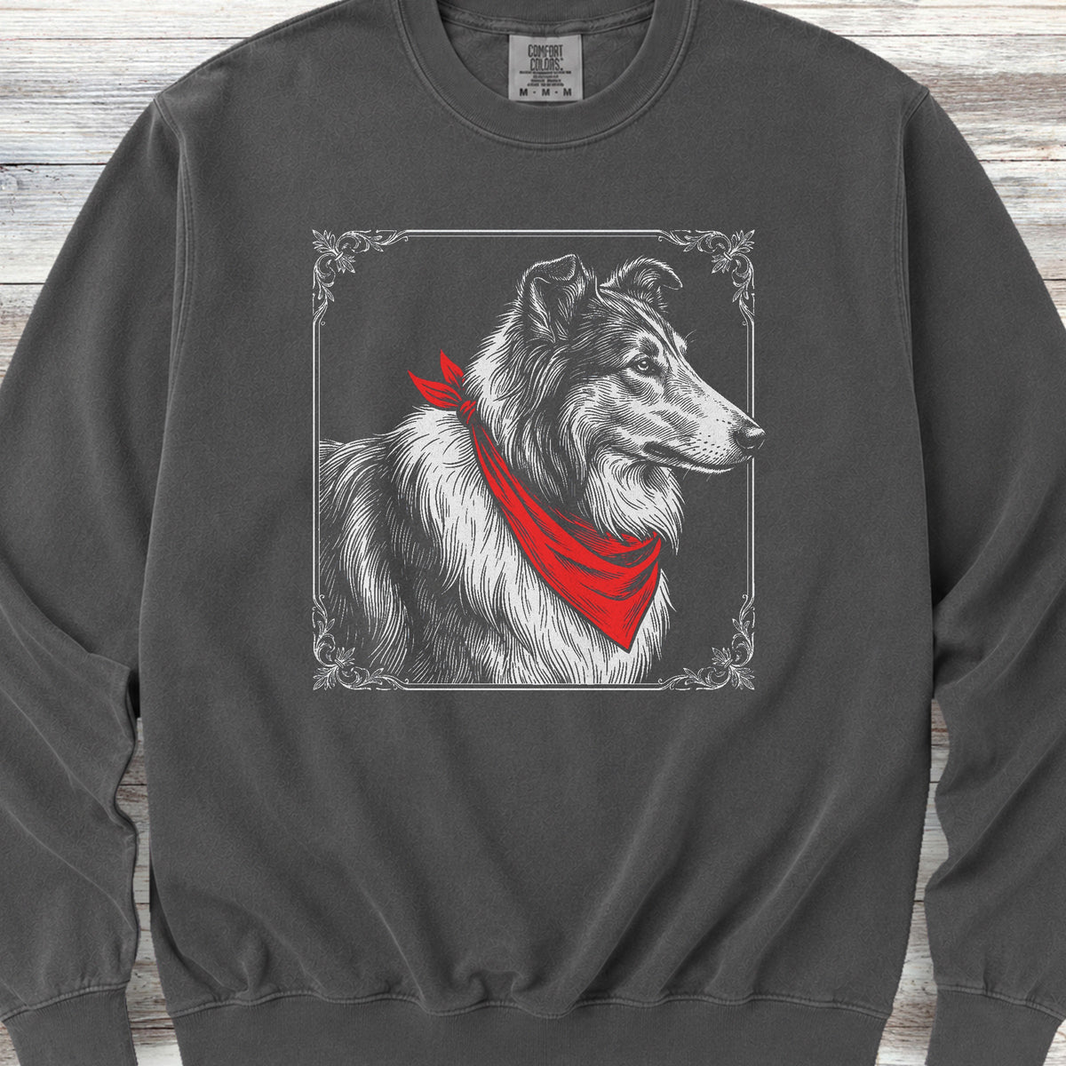 Rough Collie Etching Sweatshirt - Pepper