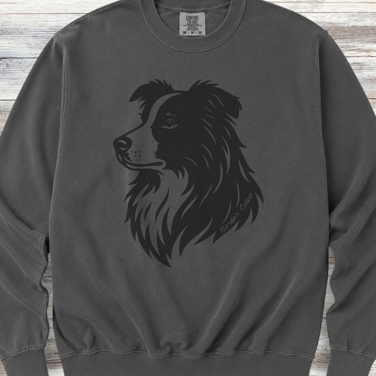 Border Collie Woodcut Portrait Sweatshirt - Pepper