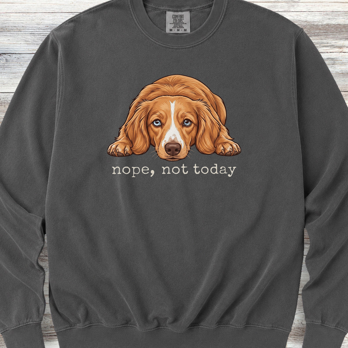 Dachshund Long Hair Red Piebald Nope Sweatshirt - Pepper