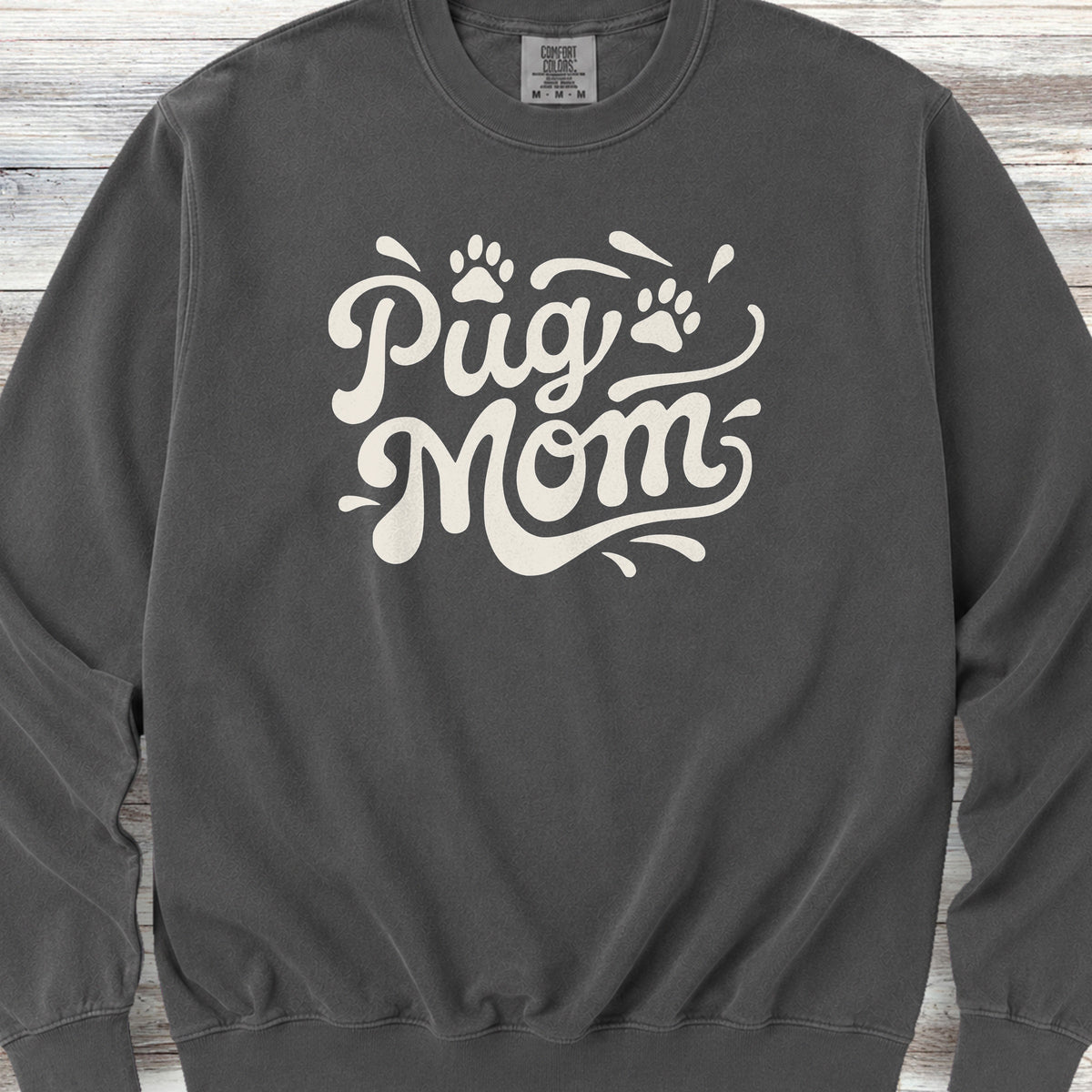 Pug Groovy Mom Sweatshirt - Pepper