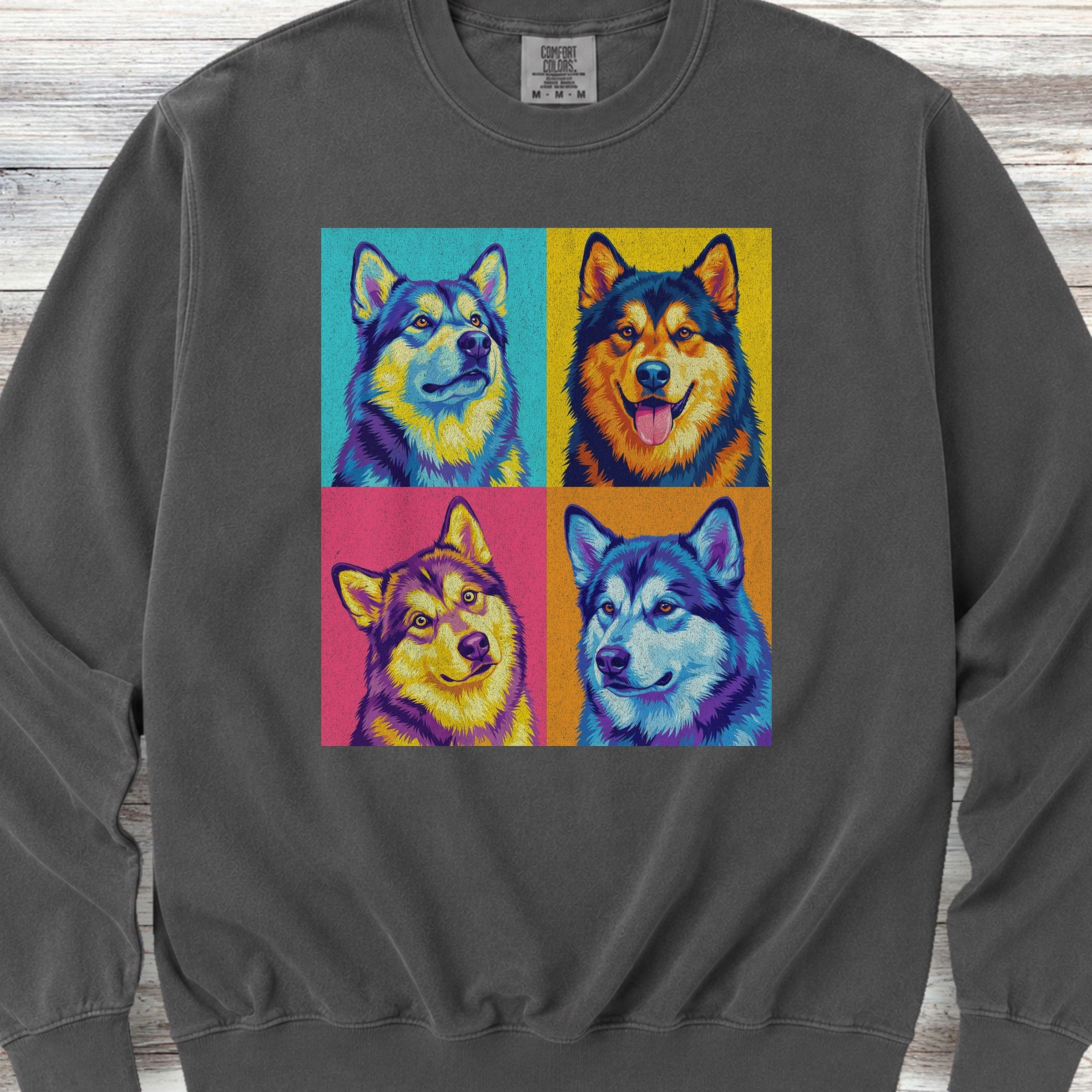 Pop Art Malamute Sweatshirt - Pepper