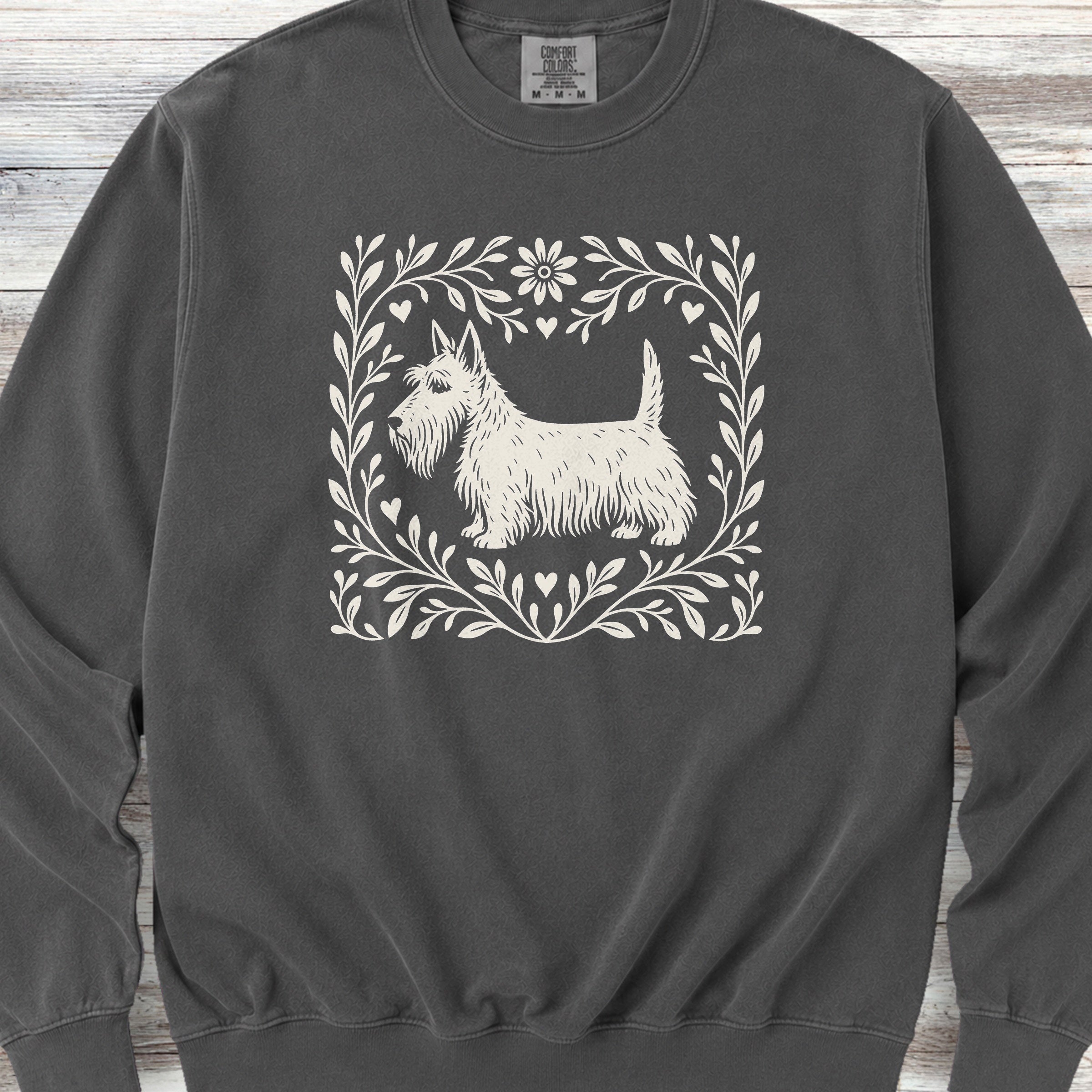 Scottish Terrier Linocut Sweatshirt - Pepper