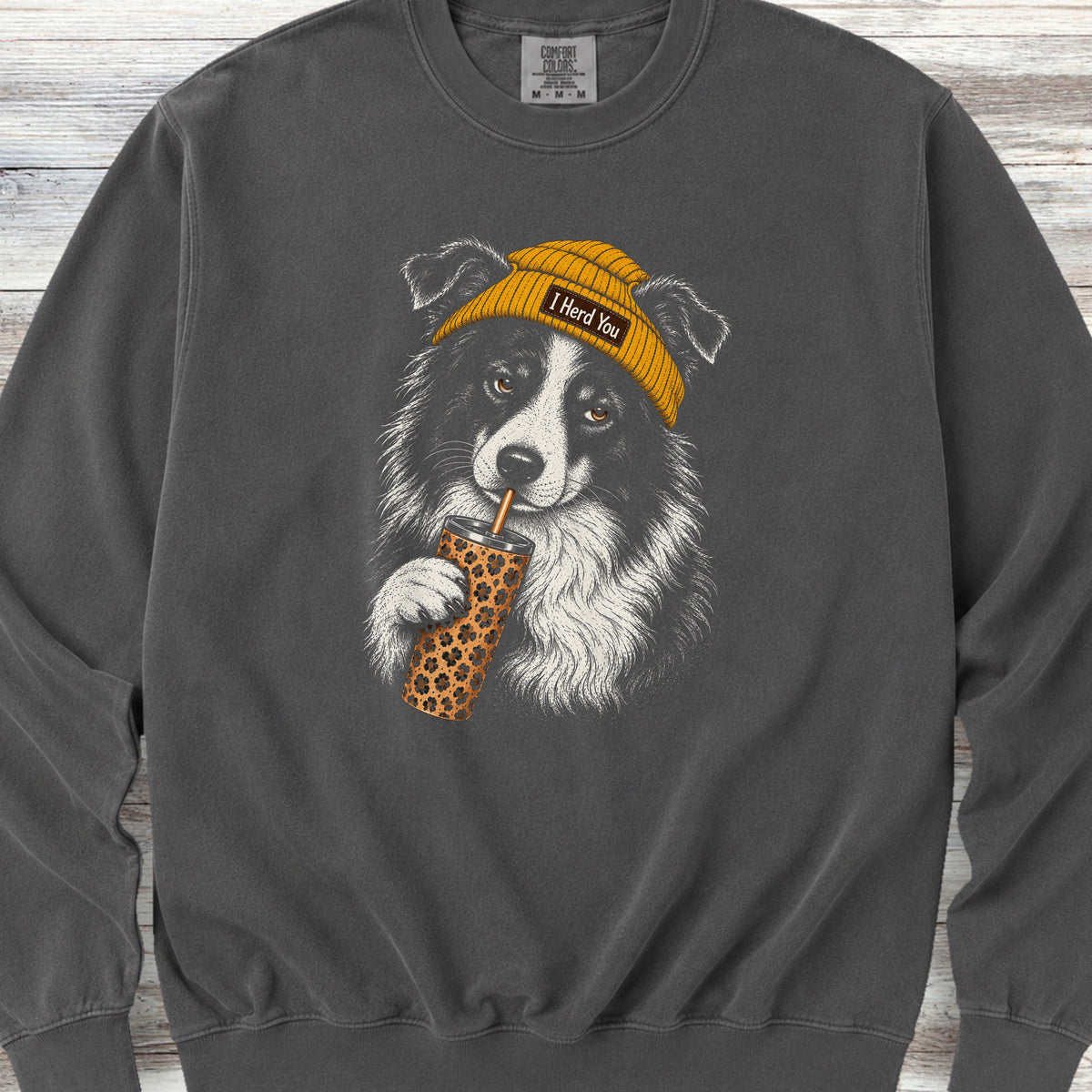 Border Collie Herd You Beanie Sweatshirt - Pepper