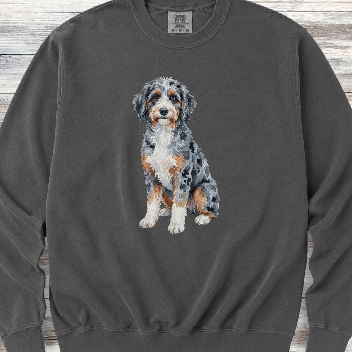 Aussiedoodle Watercolor Sweatshirt - Pepper