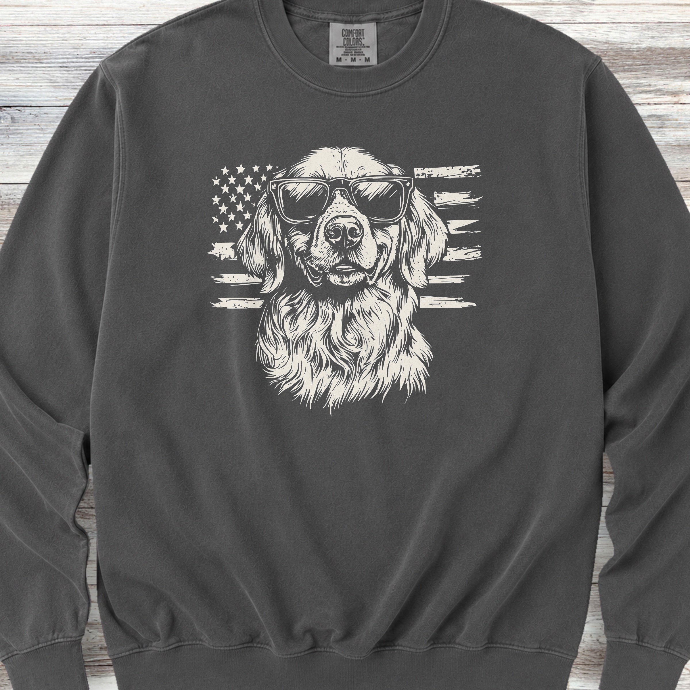 Golden Retriever Flag Sweatshirt - Pepper