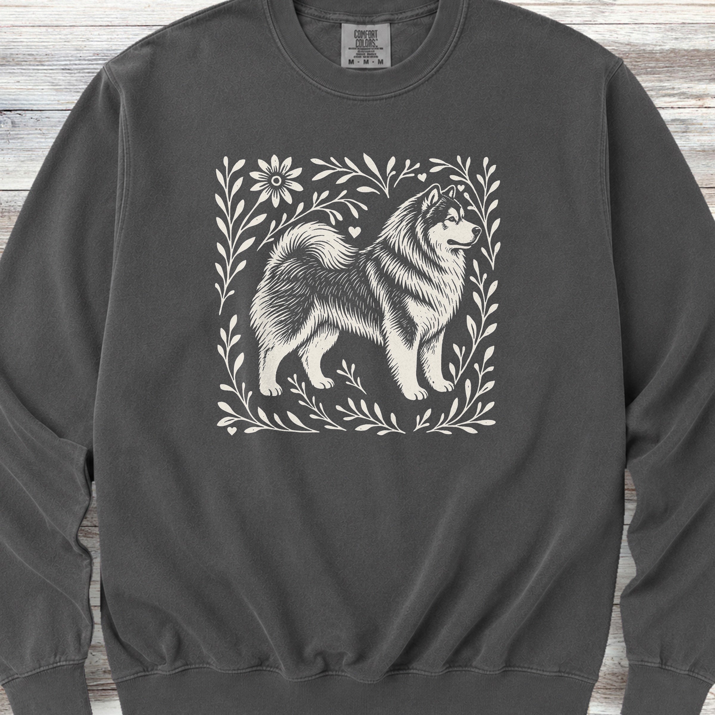 Alaskan Malamute Linocut Sweatshirt - Pepper