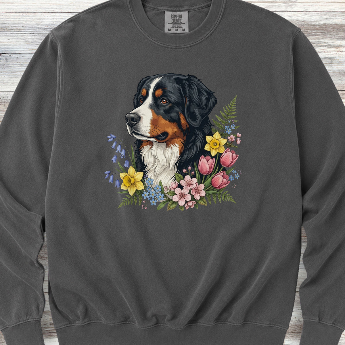 Bernese Mountain Dog Spring Portrait Sweatshirt - Pepper