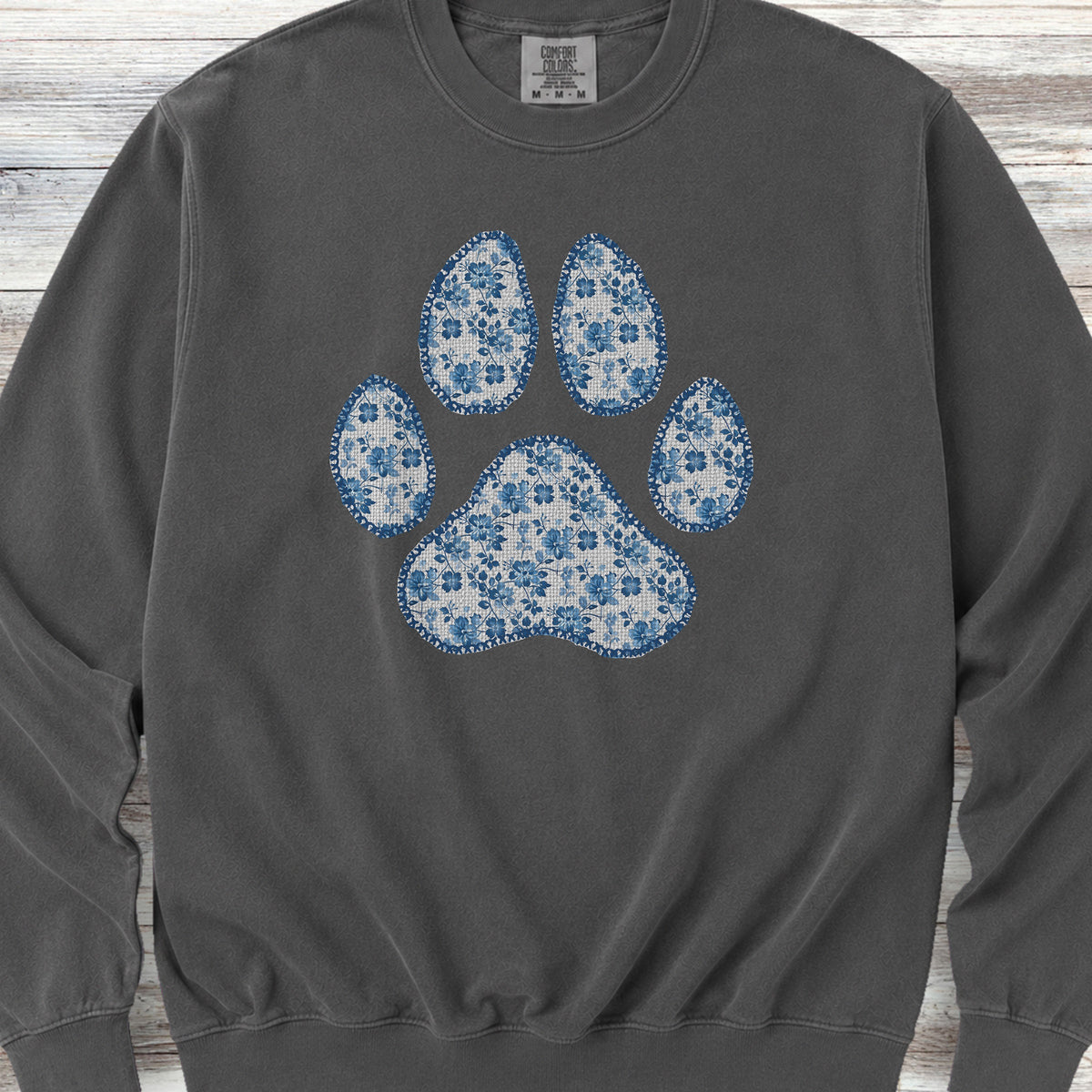 Blue Floral Paw Print Sweatshirt - Pepper