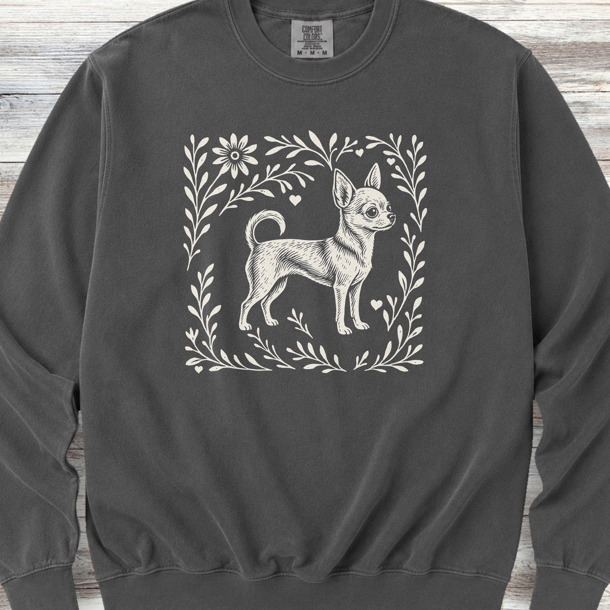Chihuahua Linocut Sweatshirt - Pepper