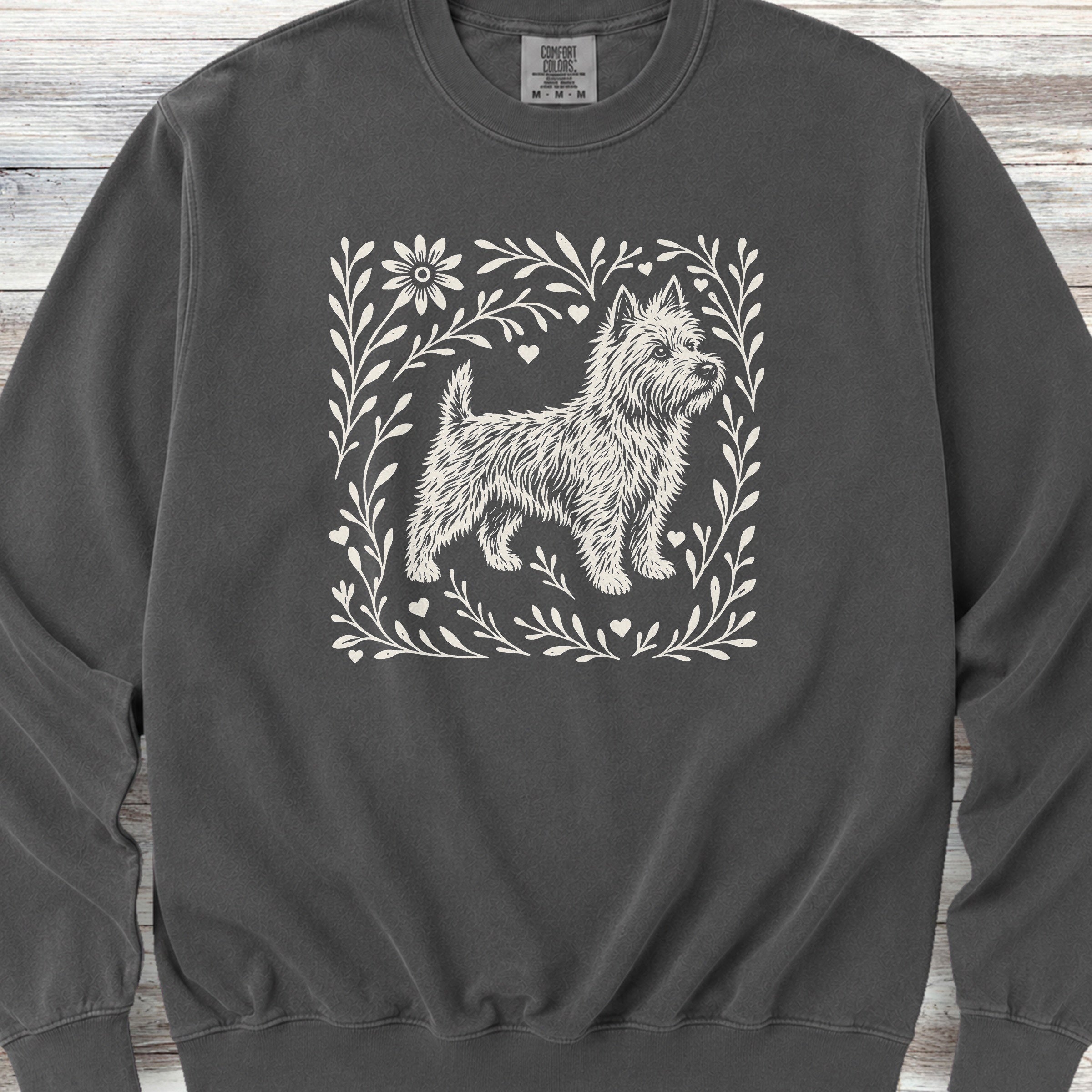 Cairn Terrier Linocut Sweatshirt - Pepper