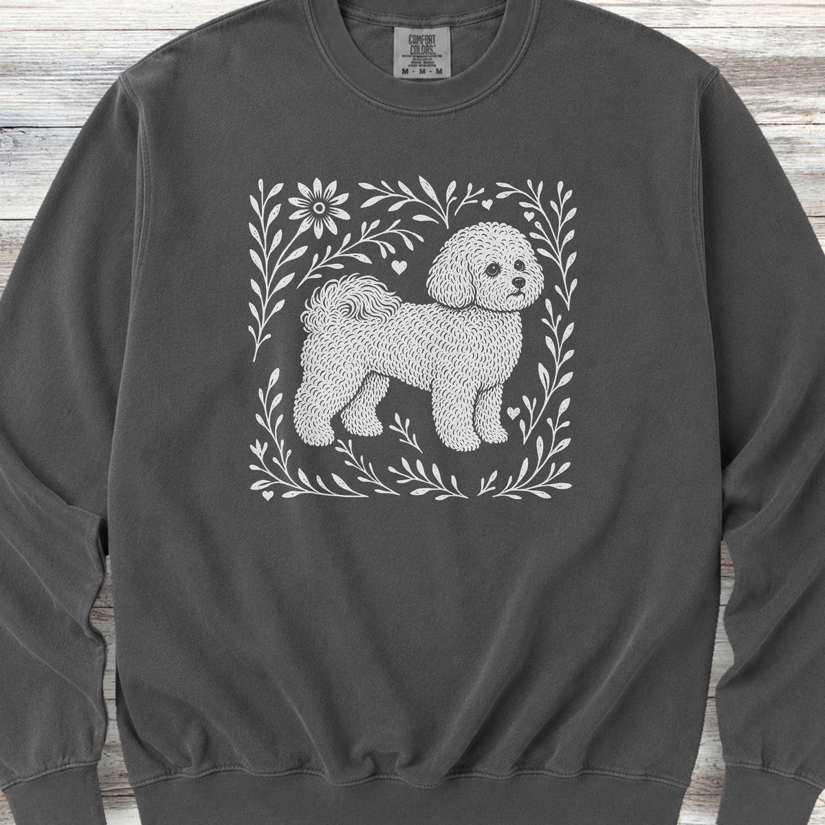 Bichon Frise Linocut Sweatshirt - Pepper