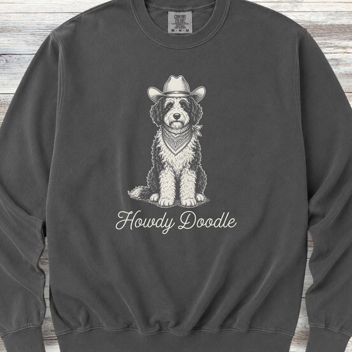 Sheepadoodle Howdy Doodle Sweatshirt - Pepper