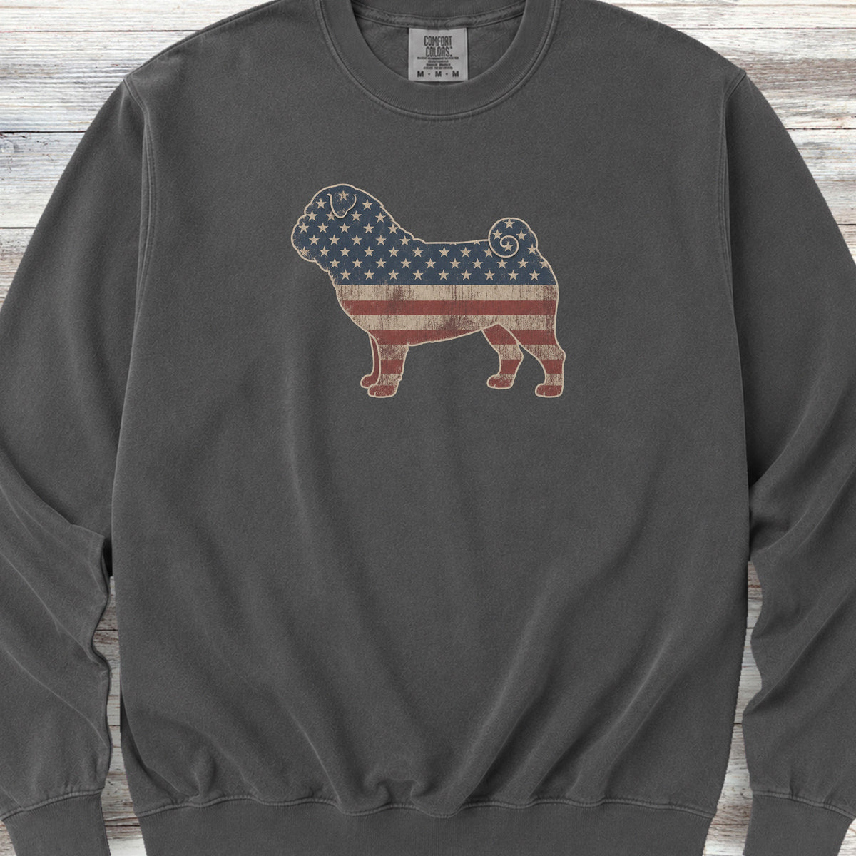 Pug Vintage USA Sweatshirt - Pepper