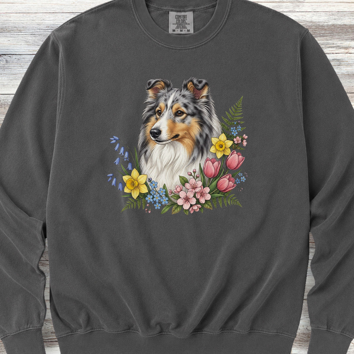 Shetland Sheepdog Blue Merle Spring Portrait Sweatshirt - Pepper