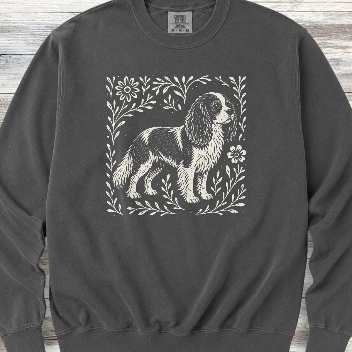 Cavalier King Charles Linocut Sweatshirt - Pepper