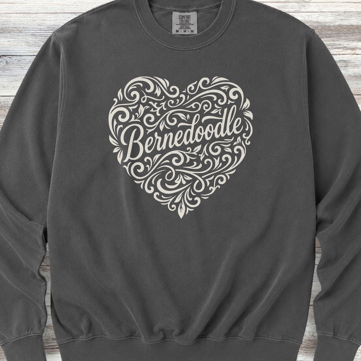 Bernedoodle Heart Script Sweatshirt - Pepper