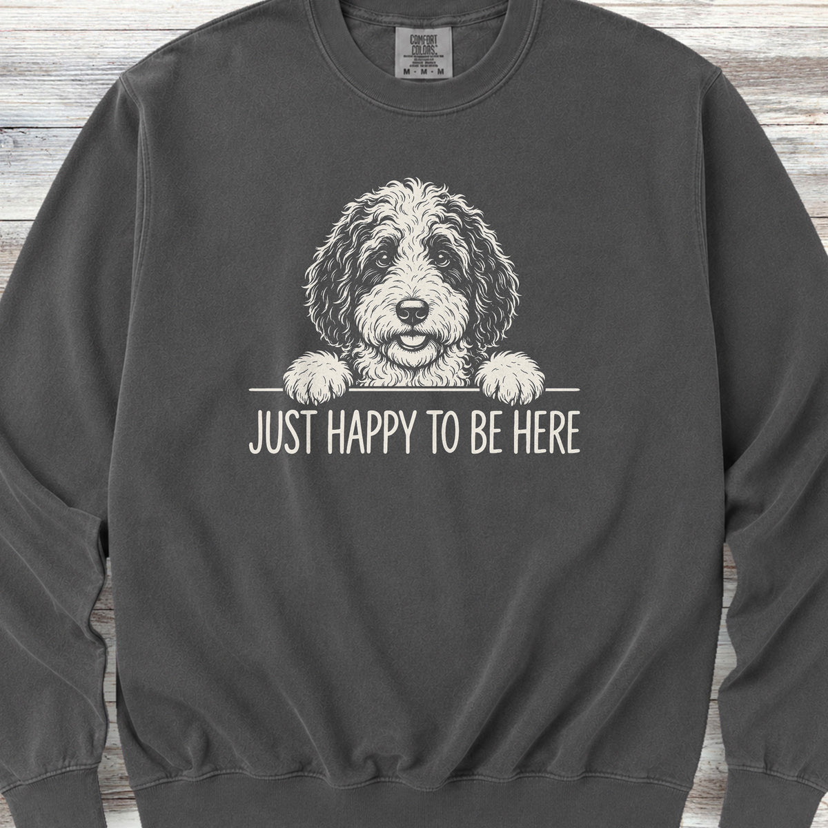 Sheepadoodle Happy Sweatshirt - Pepper