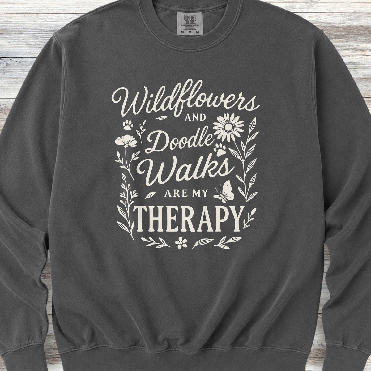 Doodle Walks & Wildflowers Sweatshirt - Pepper