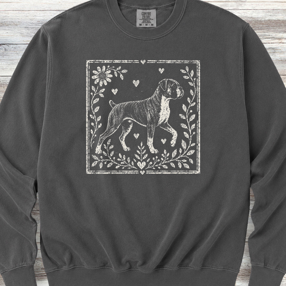 Boxer Linocut Sweatshirt - Pepper