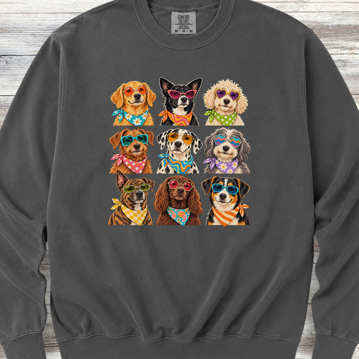 Groovy Dogs Grid Sweatshirt - Pepper