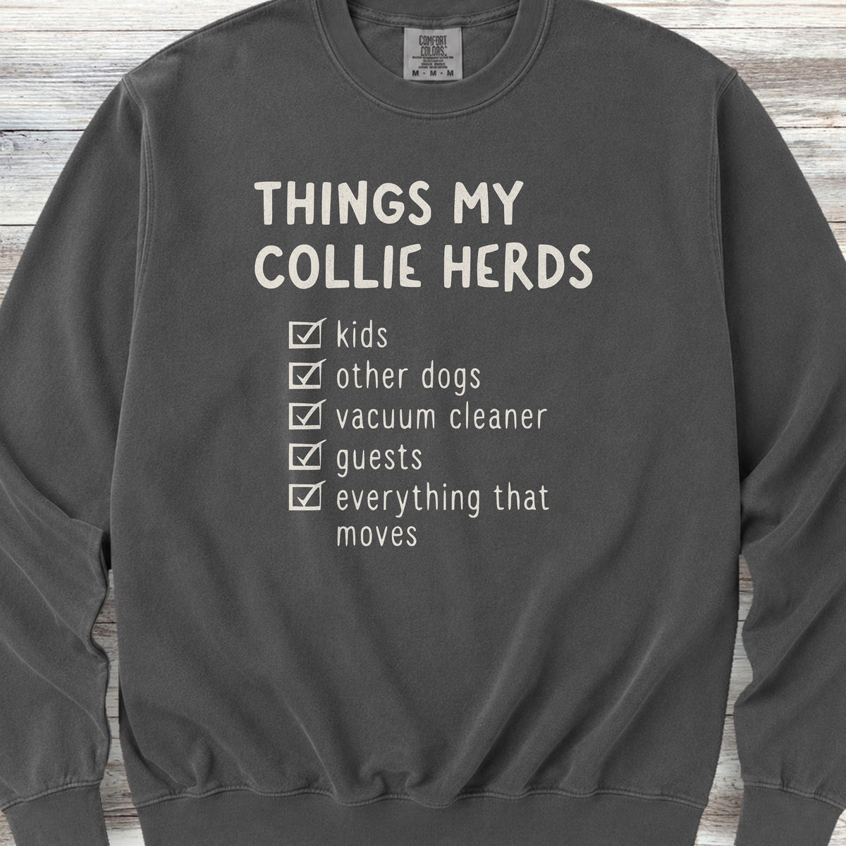 Collie Herding List Sweatshirt - Pepper
