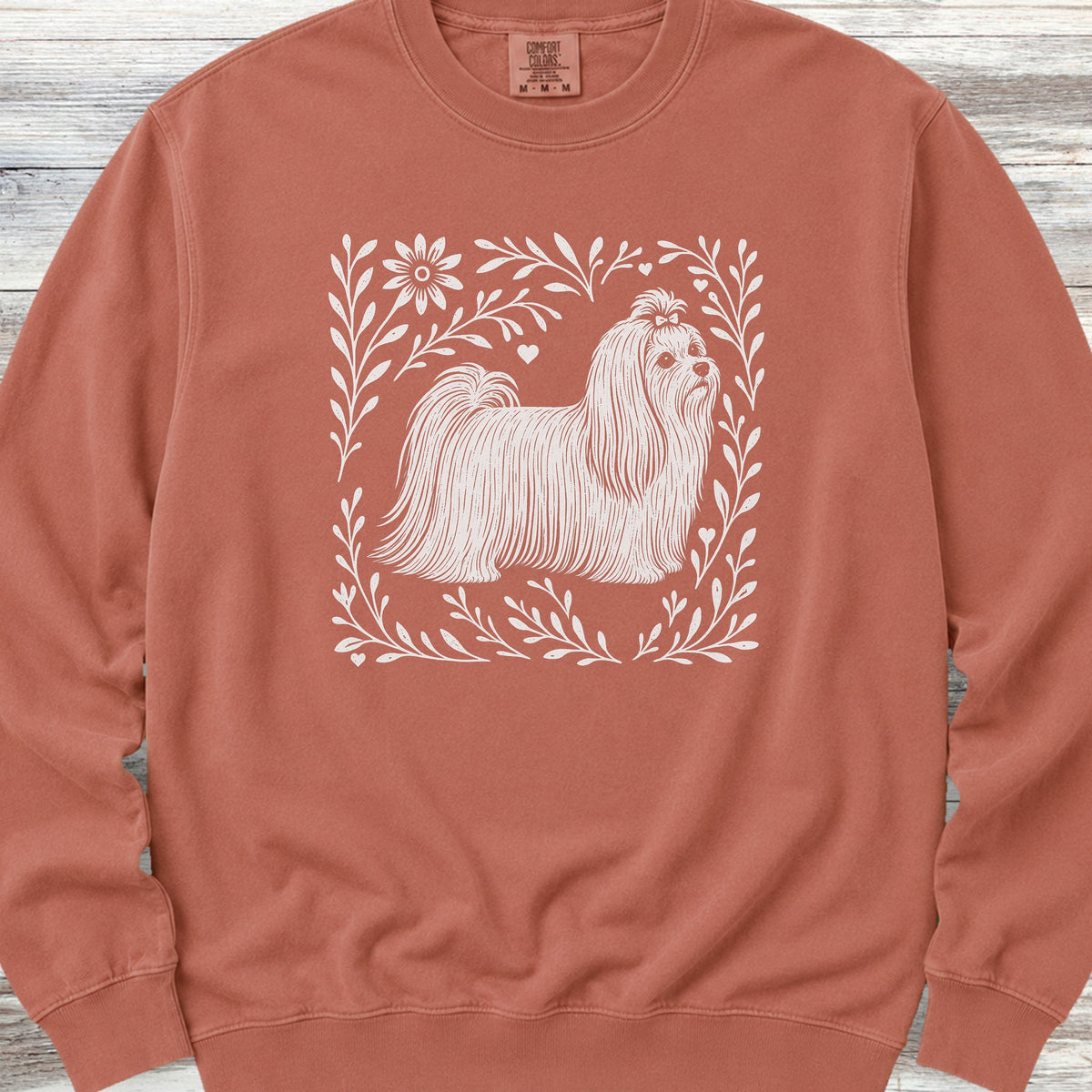 Maltese Linocut Sweatshirt - Terracotta