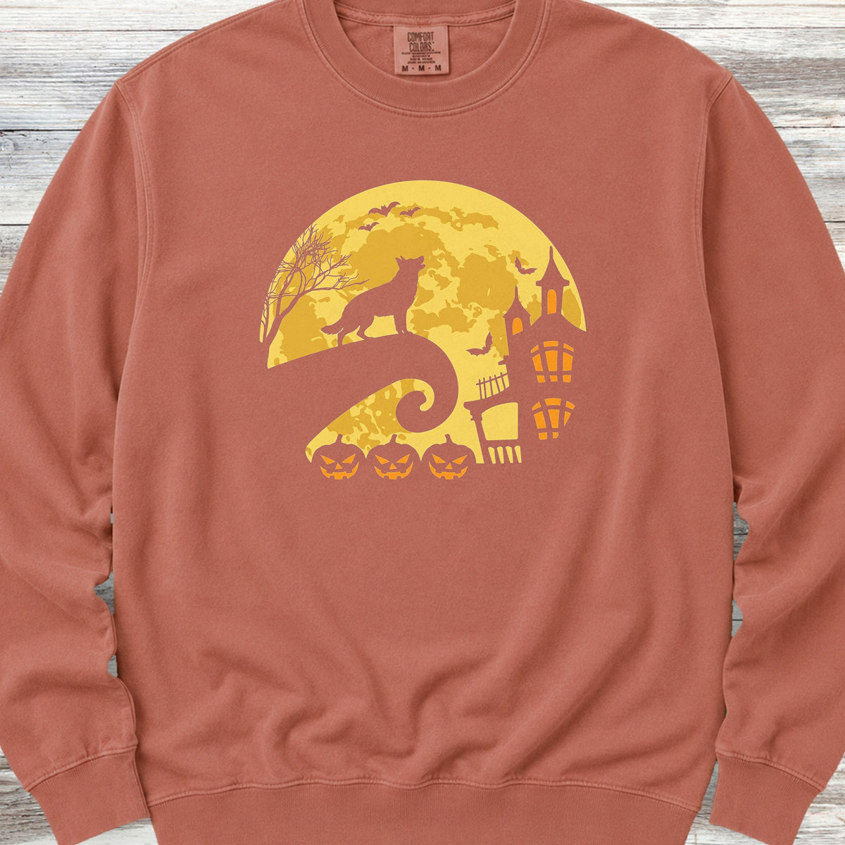 German Shepherd Halloween Moon Sweatshirt - Terracotta