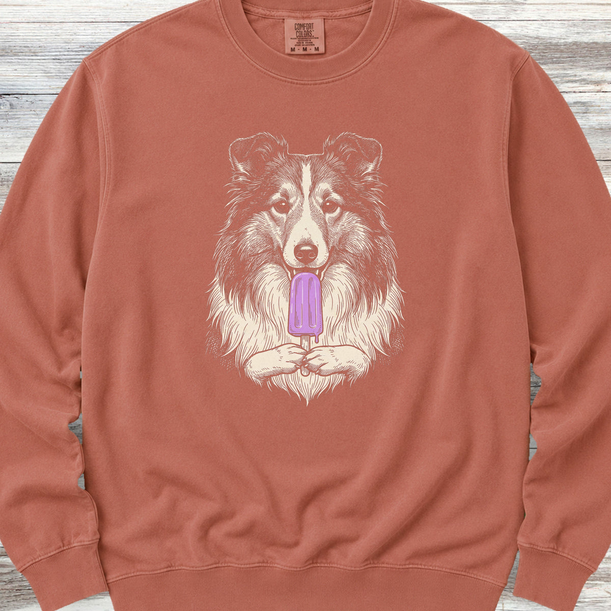 Shetland Sheepdog Pupsicle Sweatshirt - Terracotta