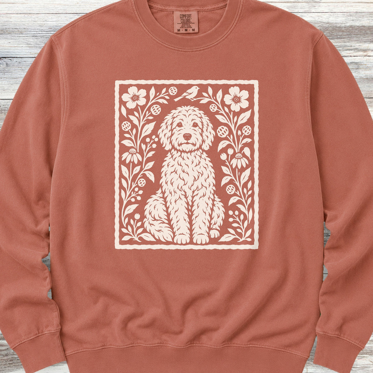 Doodle Folk Art Floral Sweatshirt - Terracotta