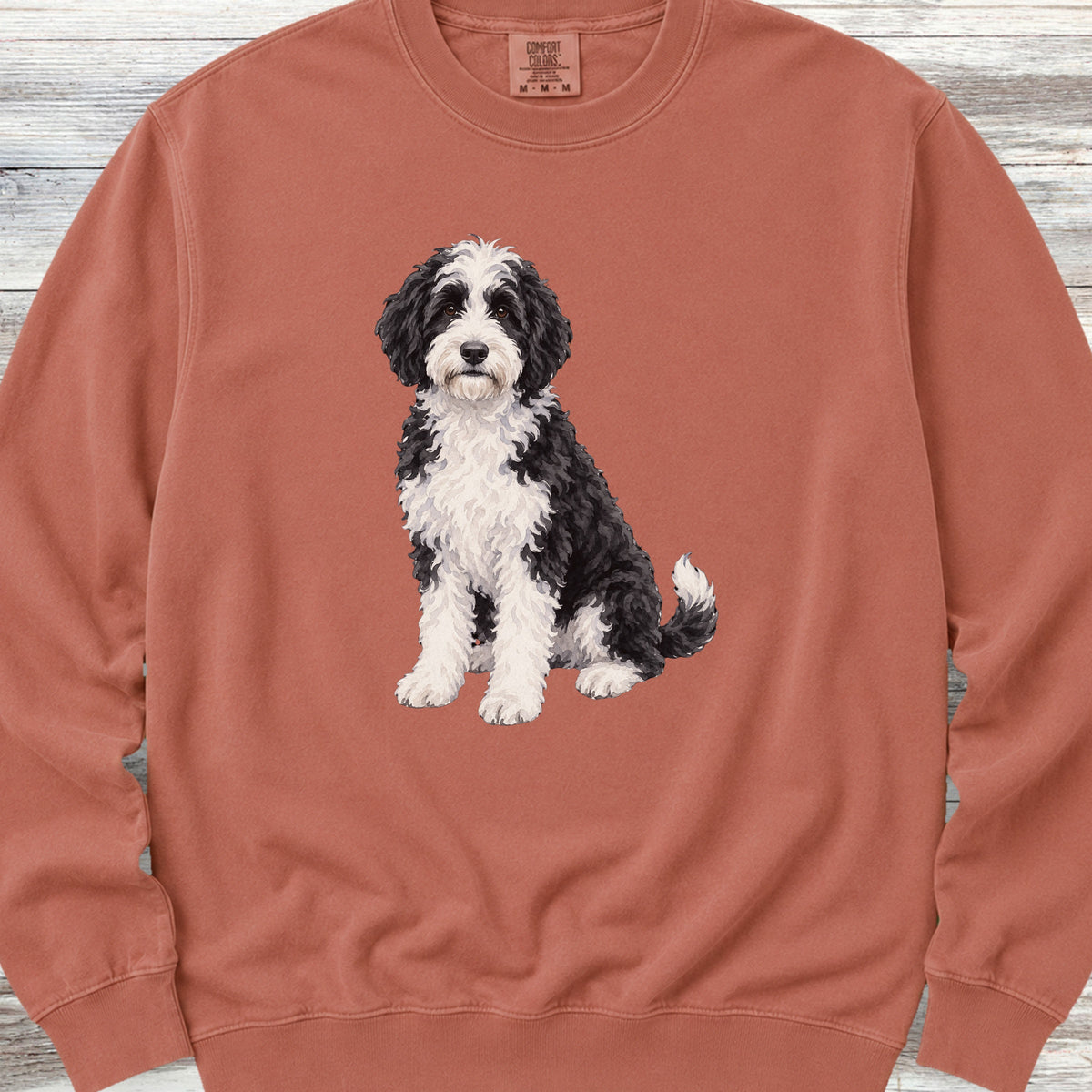 Sheepadoodle Watercolor Sweatshirt - Terracotta
