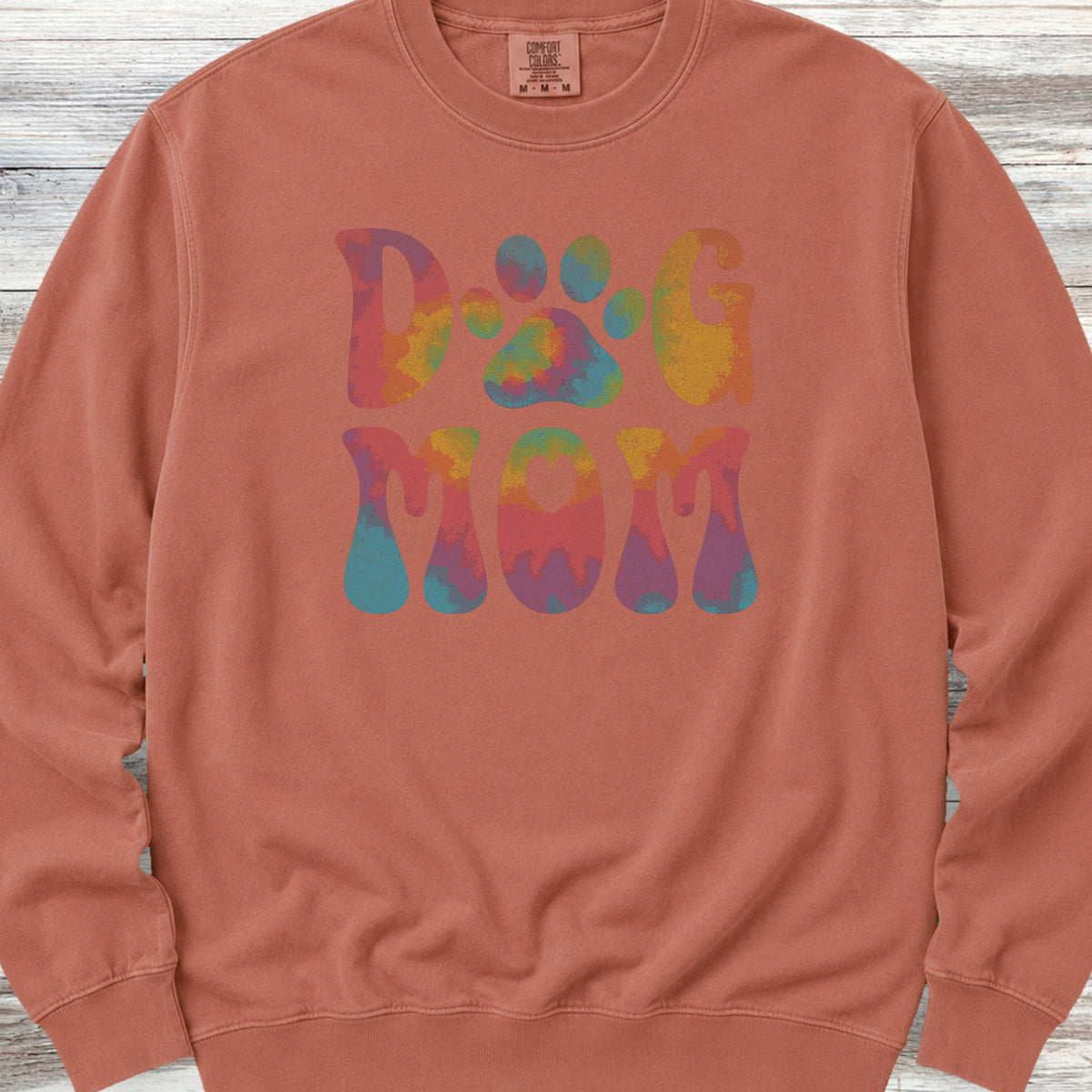 Dog Mom Rainbow Sweatshirt - Terracotta