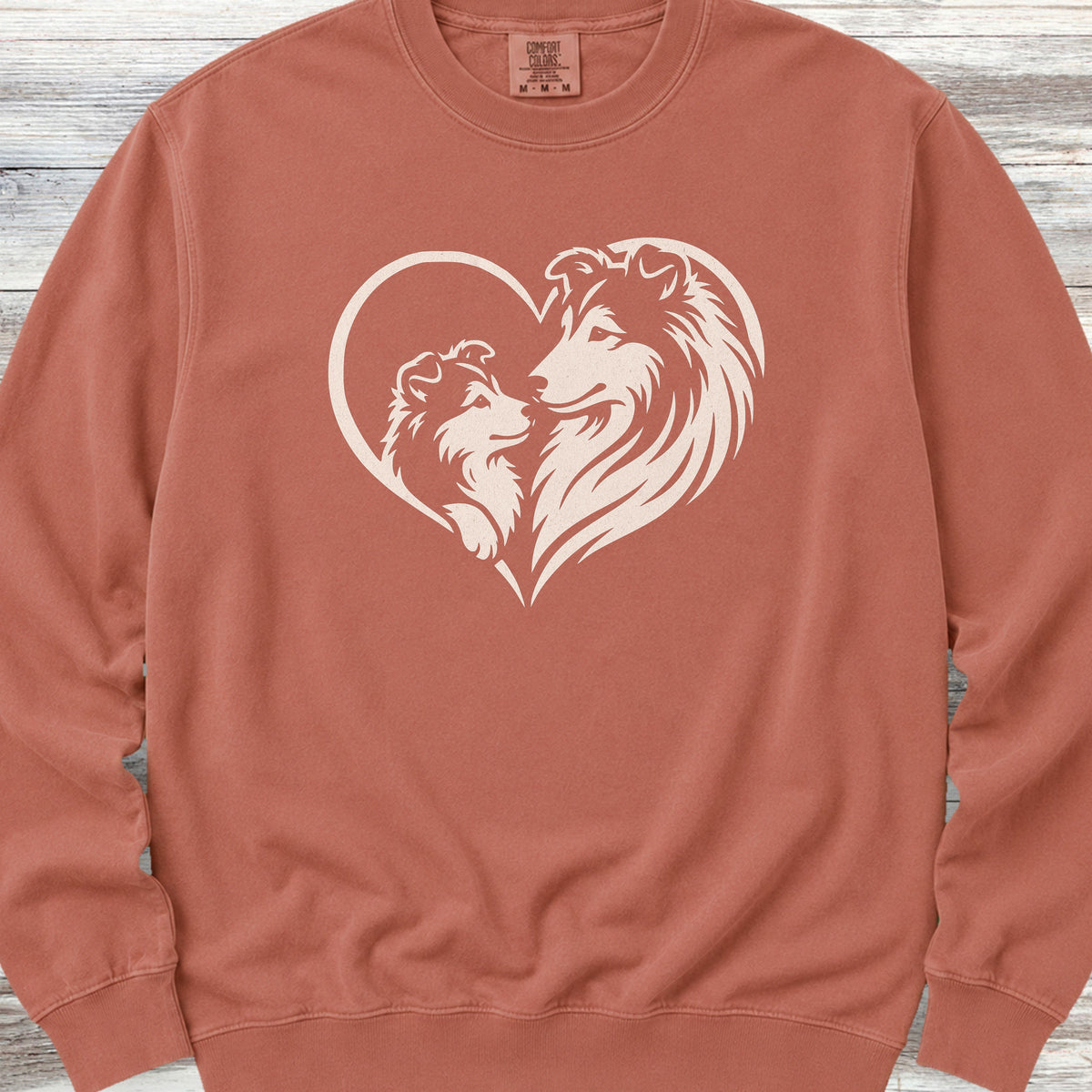 Shetland Sheepdog Heart Bond Sweatshirt - Terracotta