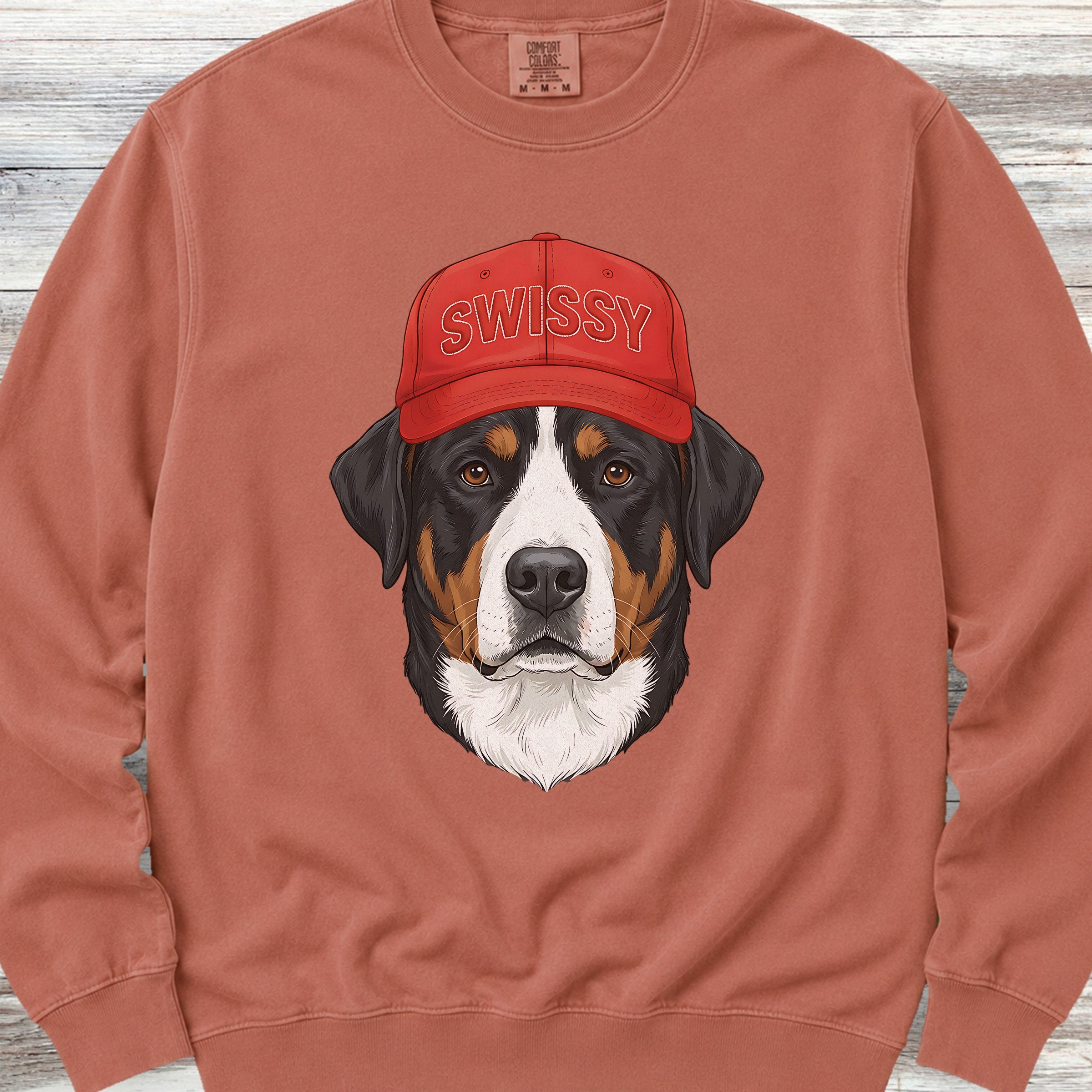 Swiss Mountain Dog Swissy Hat Sweatshirt - Terracotta