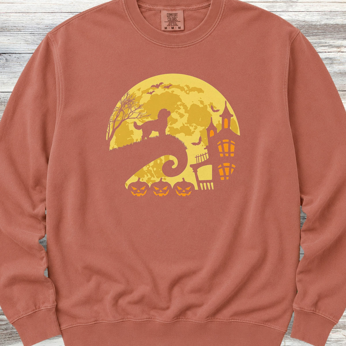 Cavapoo Halloween Moon Sweatshirt - Terracotta