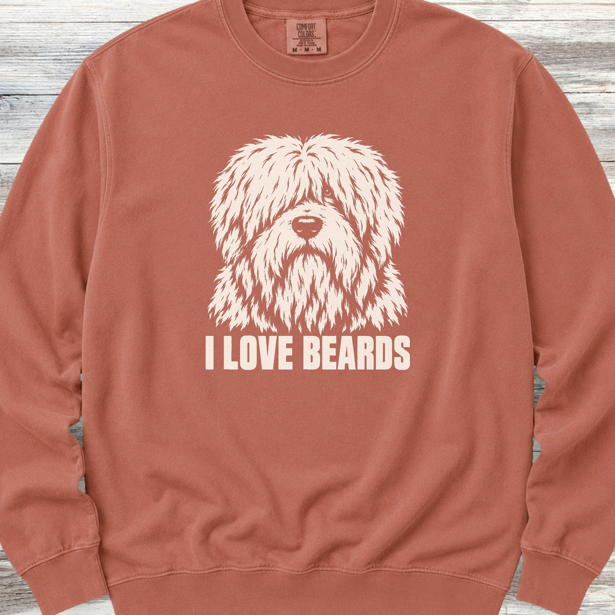 Old English Sheepdog I Love Beards Sweatshirt - Terracotta