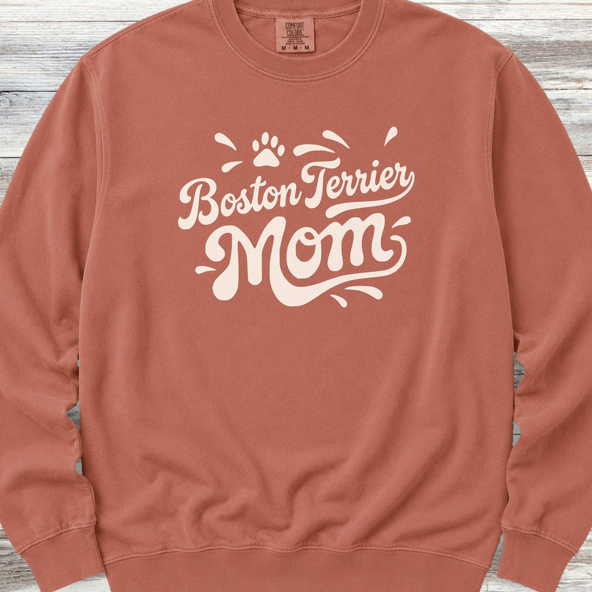 Boston Terrier Groovy Mom Sweatshirt - Terracotta