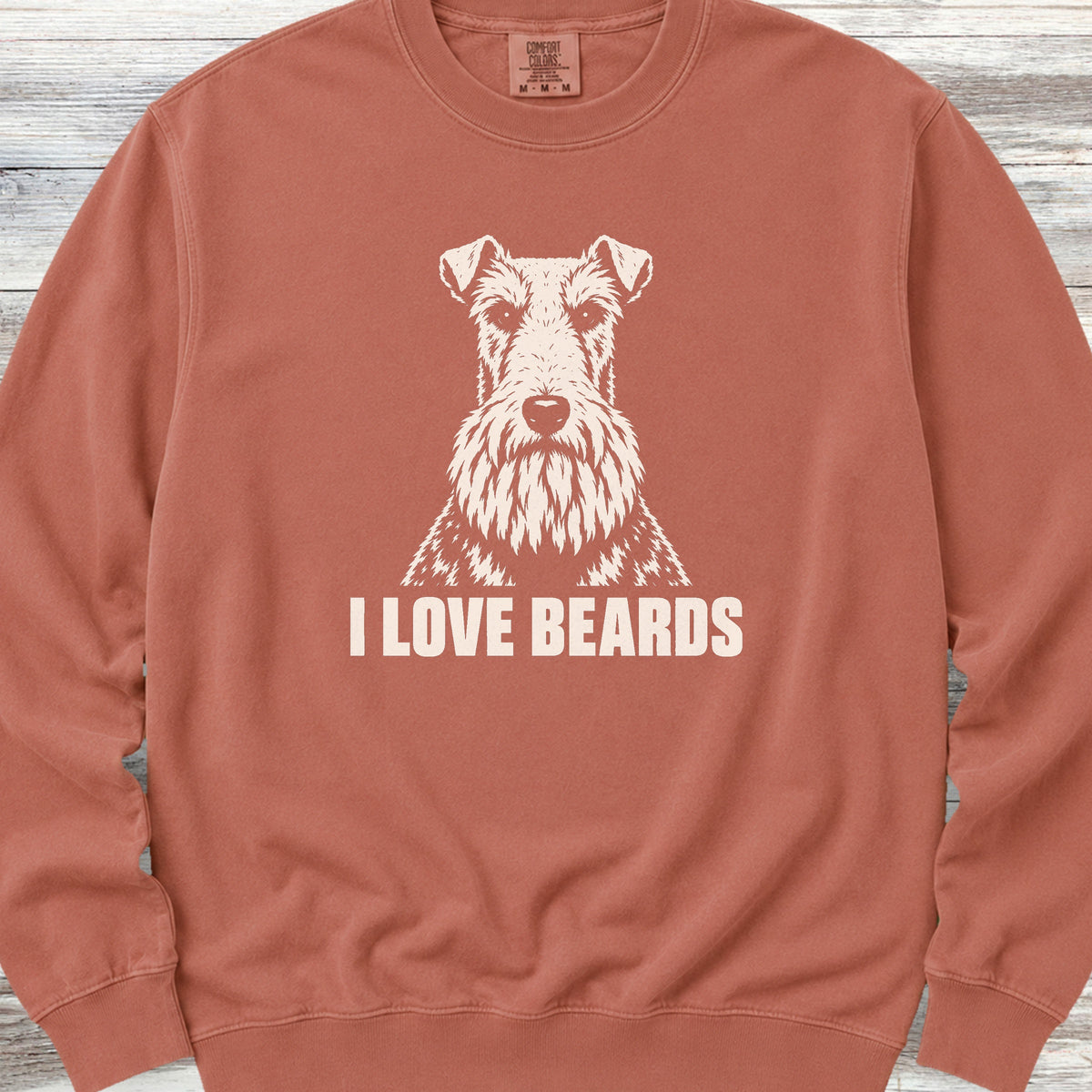 Wire Fox Terrier I Love Beards Sweatshirt - Terracotta