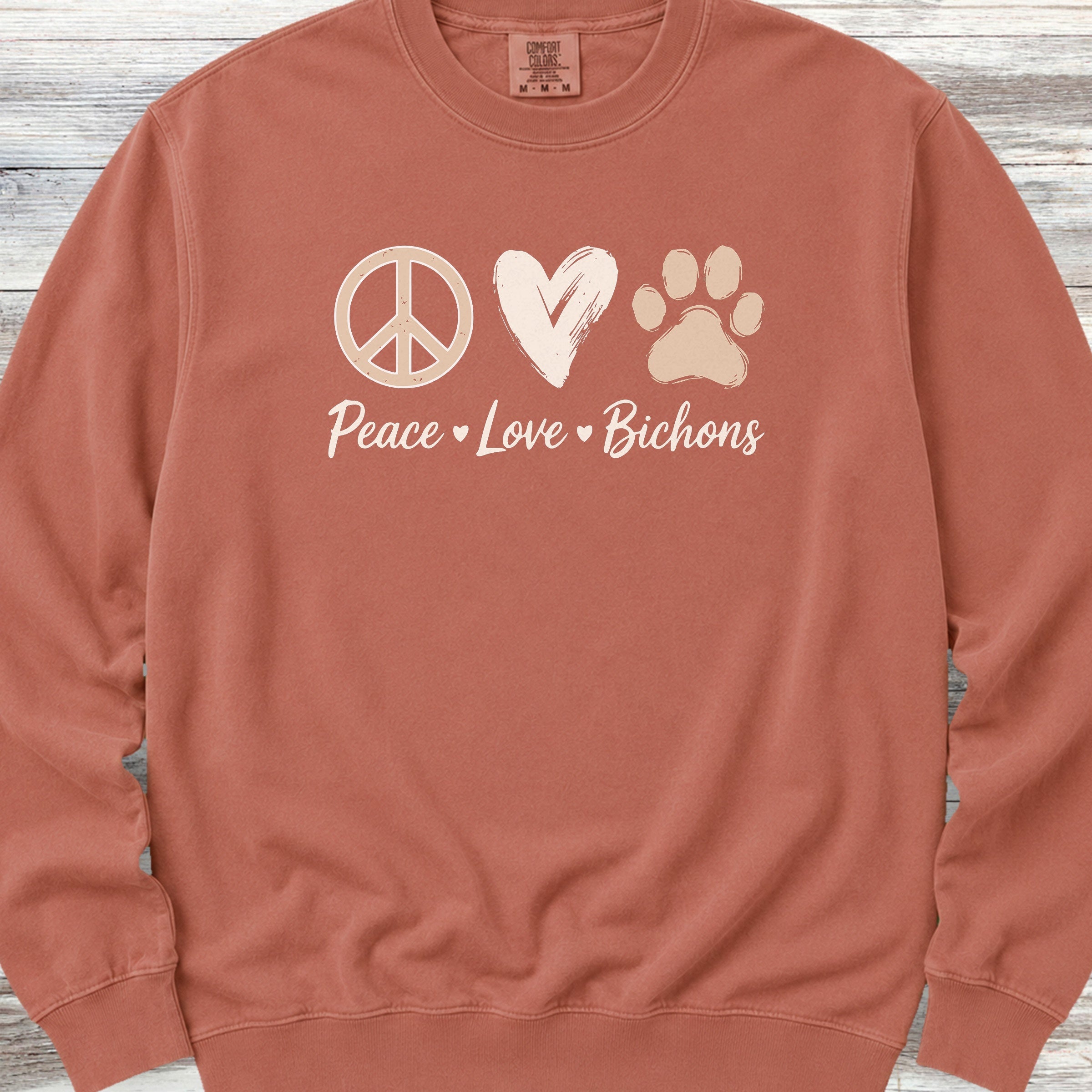 Bichon Frise Peace Sweatshirt - Terracotta