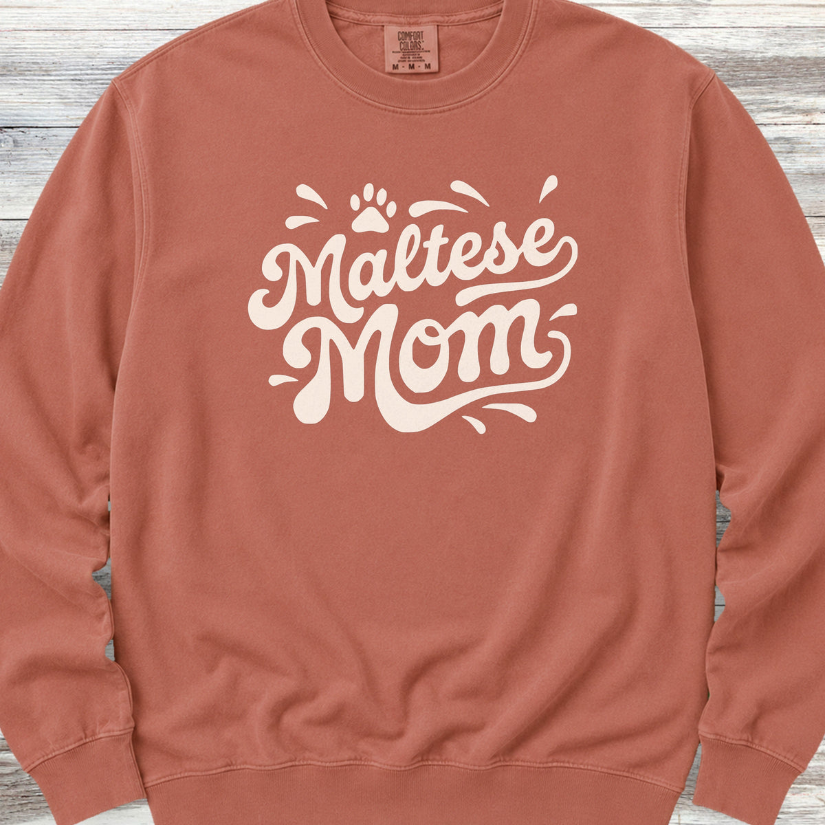 Maltese Groovy Mom Sweatshirt - Terracotta