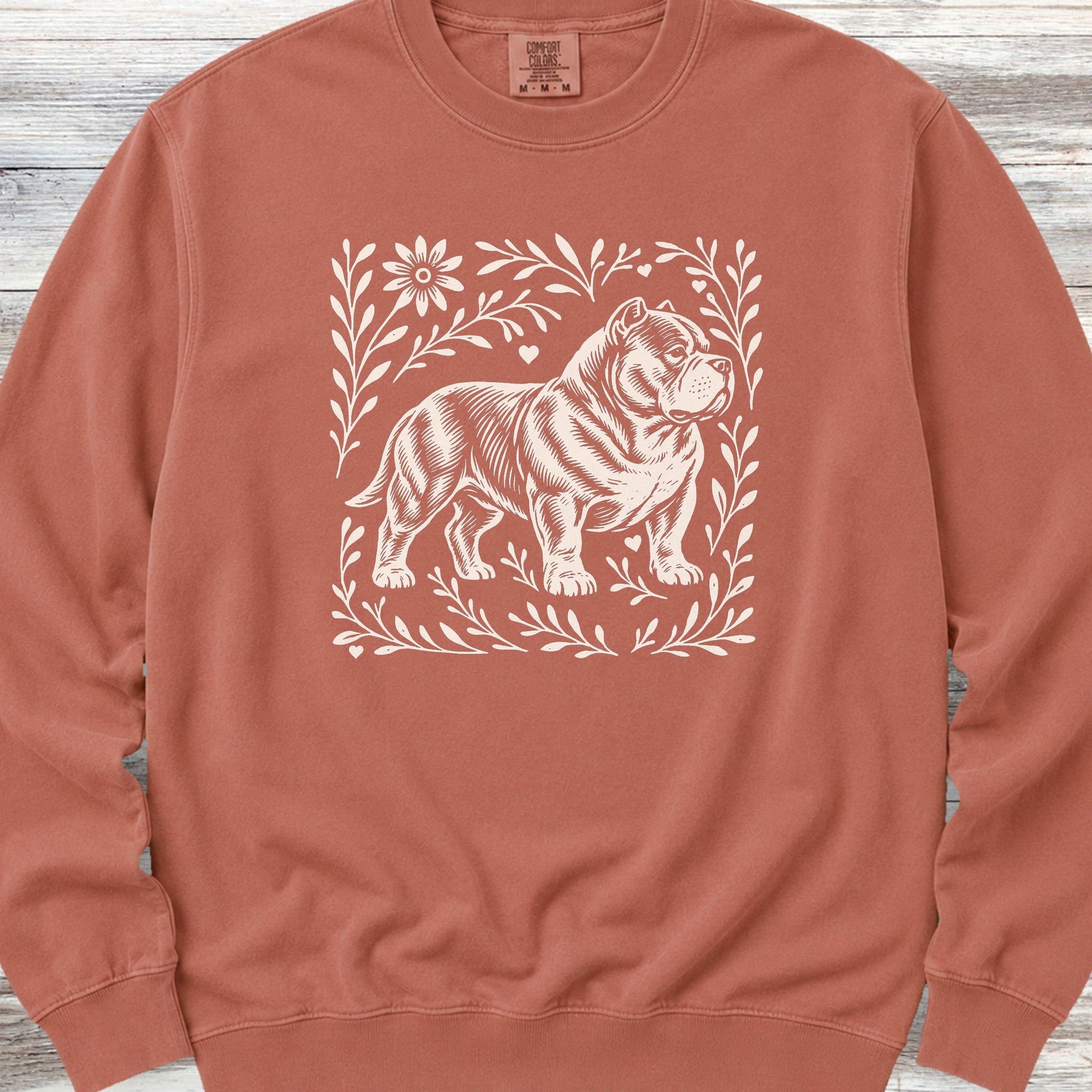 American Bully Linocut Sweatshirt - Terracotta