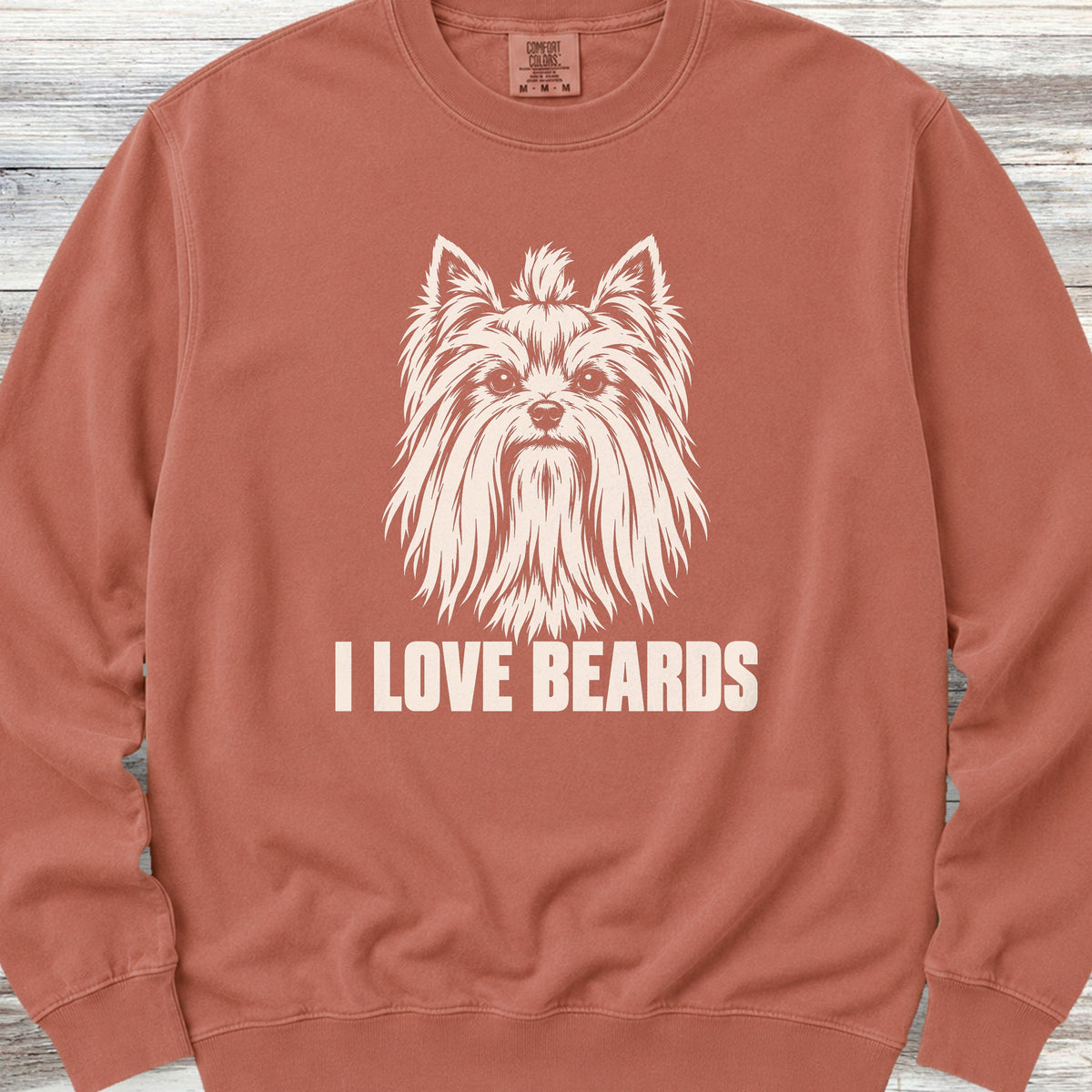 Yorkshire Terrier I Love Beards Sweatshirt - Terracotta
