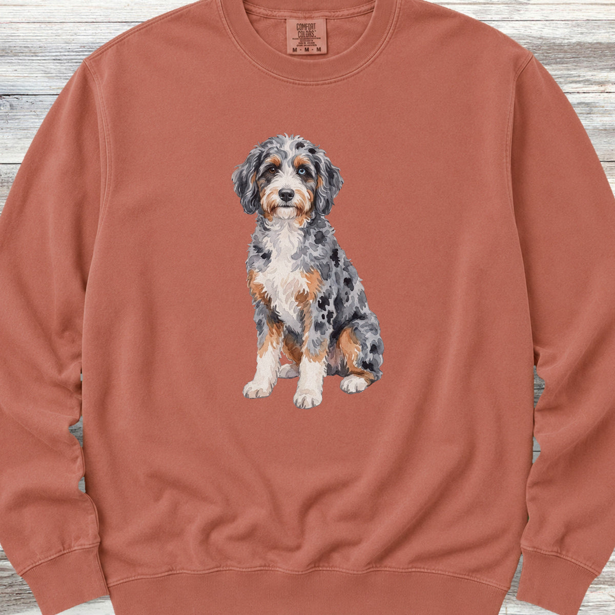 Aussiedoodle Watercolor Sweatshirt - Terracotta