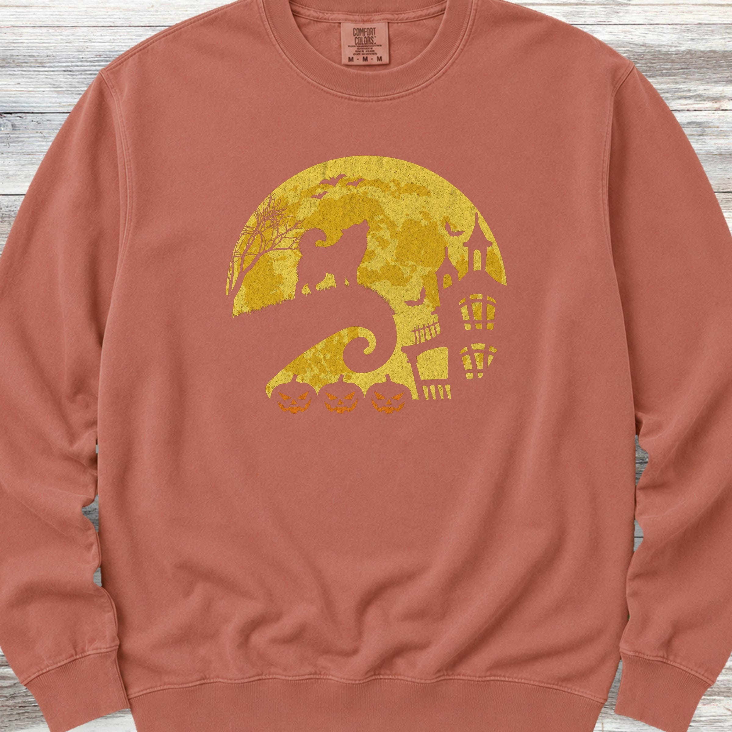 Alaskan Malamute Halloween Moon Sweatshirt - Terracotta