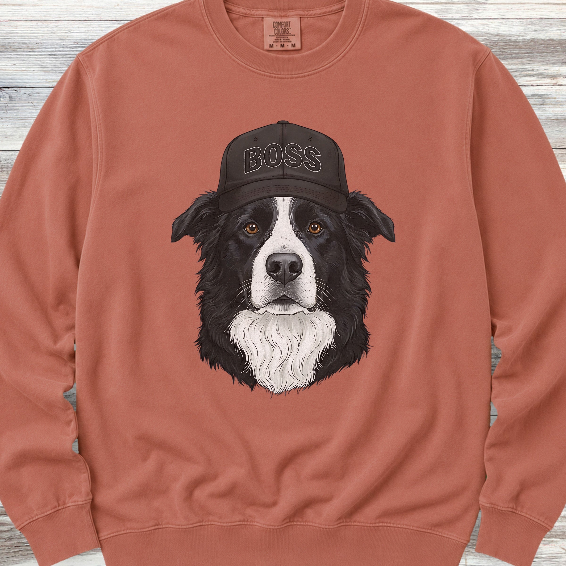 Border Collie Boss Hat Sweatshirt - Terracotta