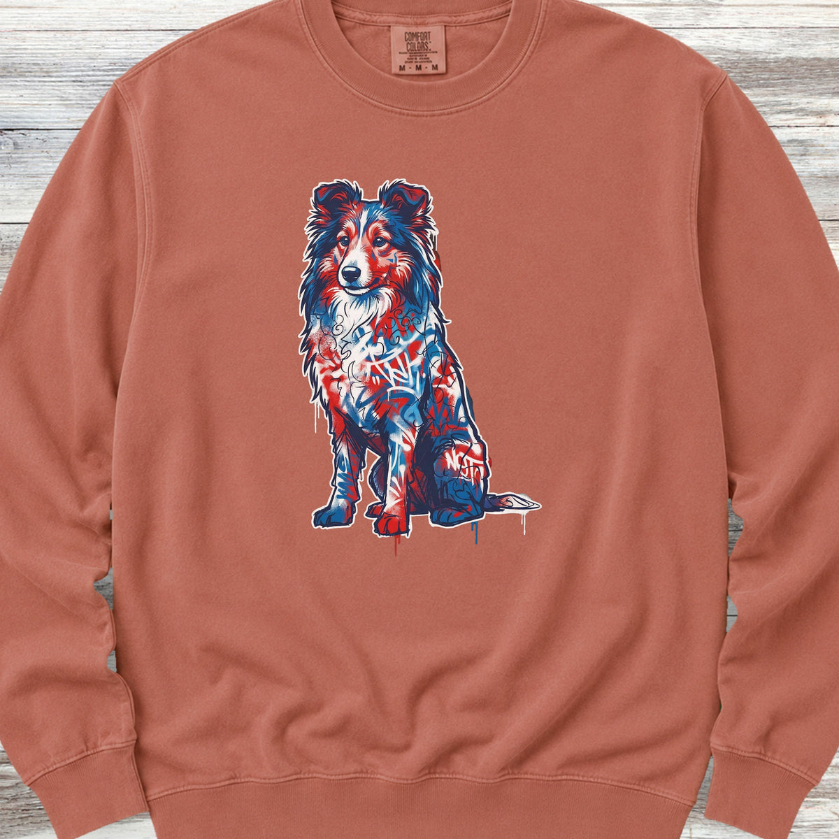 Shetland Sheepdog American Grafitti Sweatshirt - Terracotta