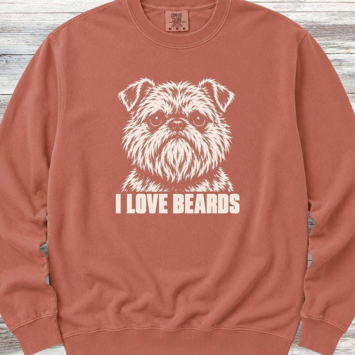 Brussels Griffon I Love Beards Sweatshirt - Terracotta