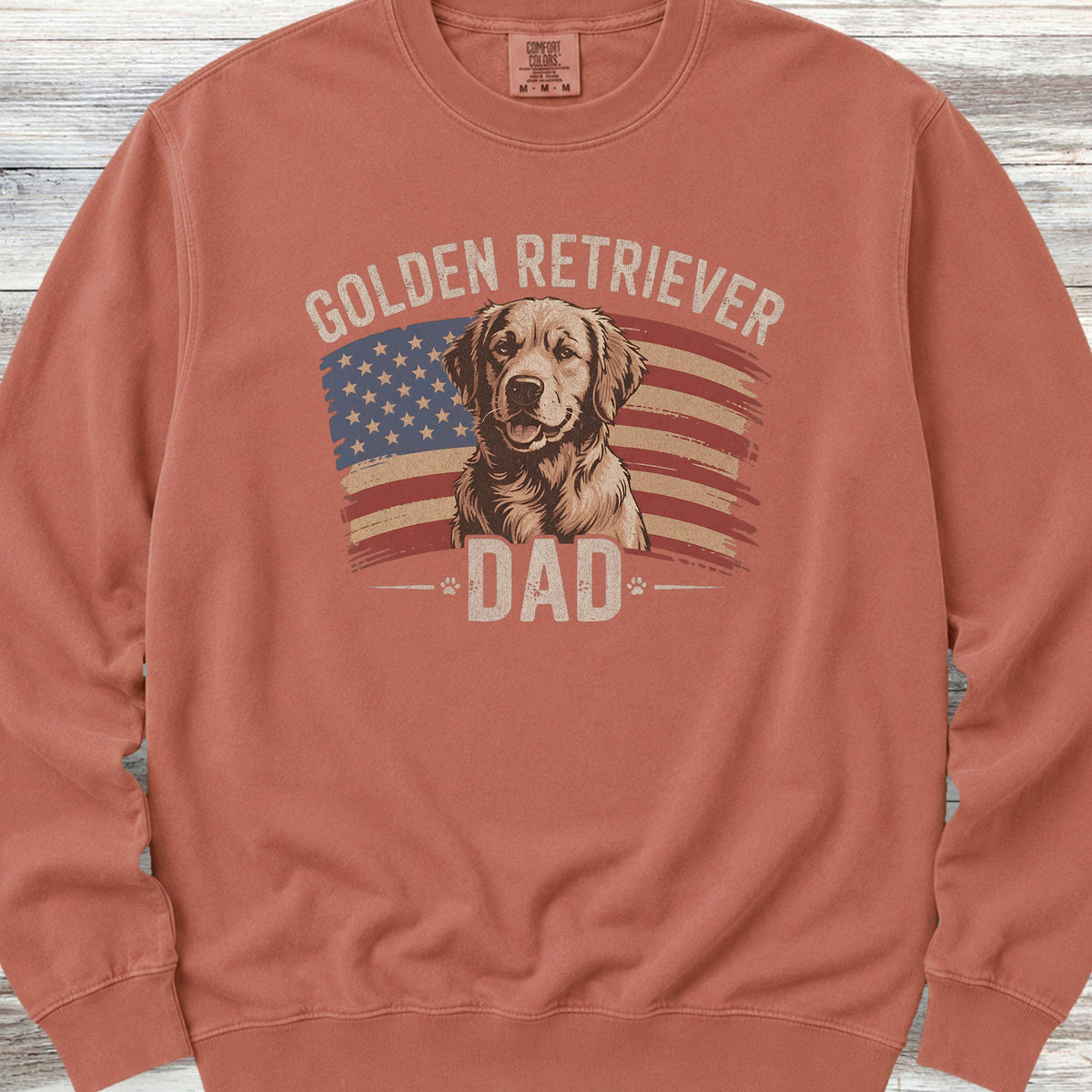 Golden Retriever Dad Flag Sweatshirt - Terracotta