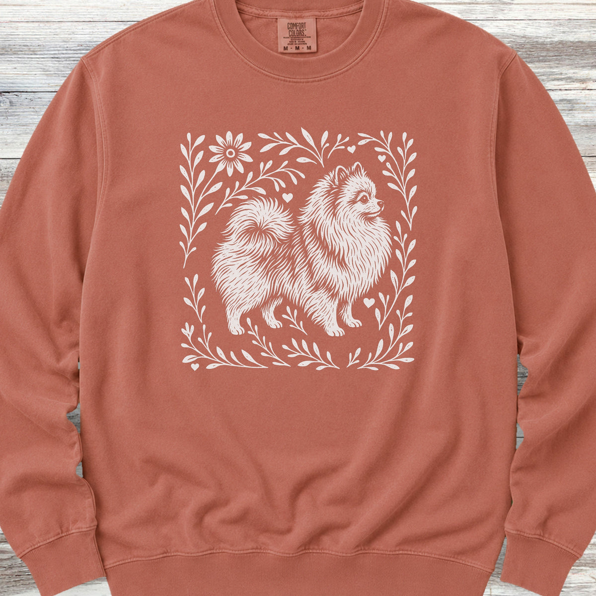 Pomeranian Linocut Sweatshirt - Terracotta